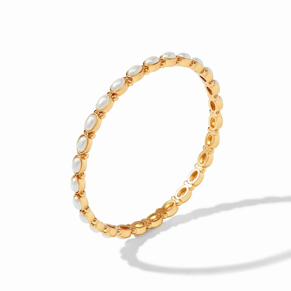 Julie Vos Mykonos Bangle Gold and Pearl Bracelet NWOT